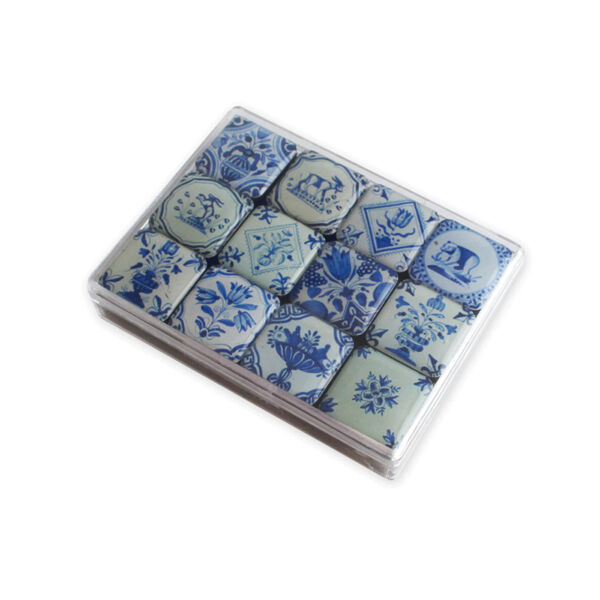 Mini-Magnete »Delfter Kacheln«, blau/weiß.