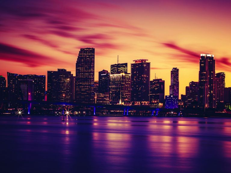 Miami_Florida_Skyline bei Sonnenuntergang Miami_Florida_Skyline bei Sonnenuntergang