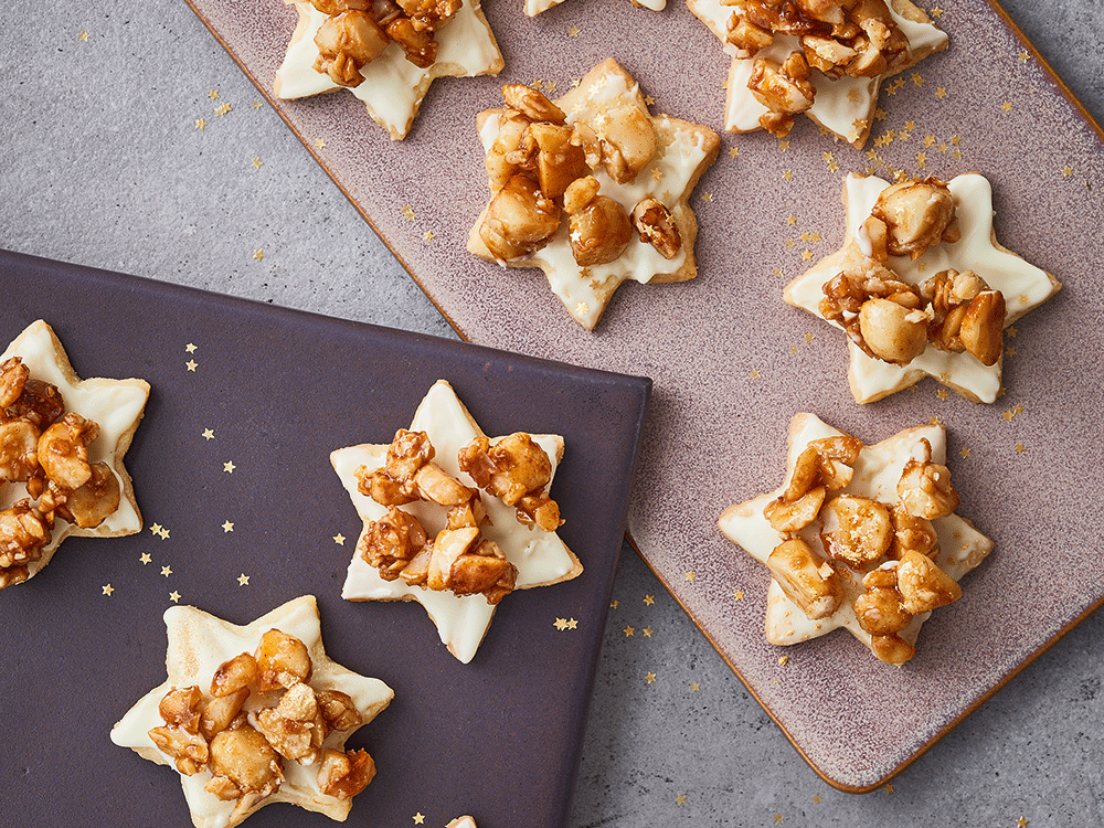 Goldene Macadamia-Sterne Goldene Macadamia-Sterne