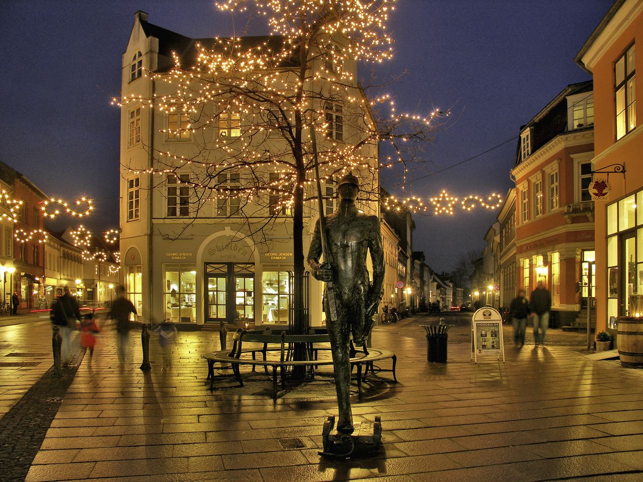 Odense christmas lights and sculpture
