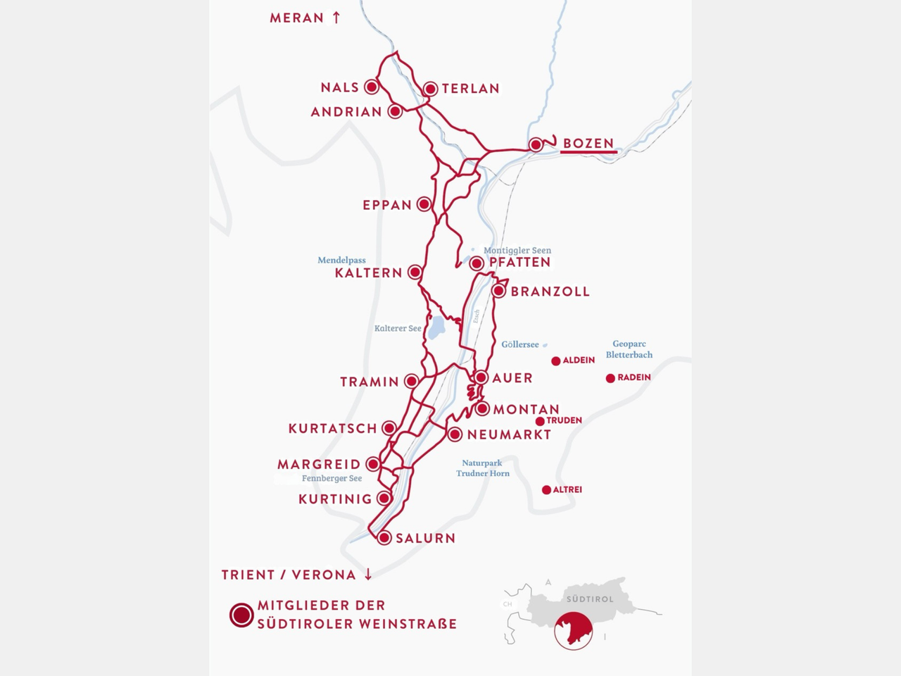 Karte Südtiroler Weinstraße