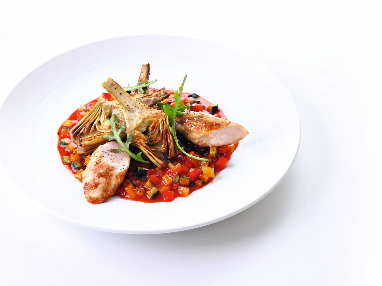 Artischocken und Kaninchen mit Ratatouille-Vinaigrette