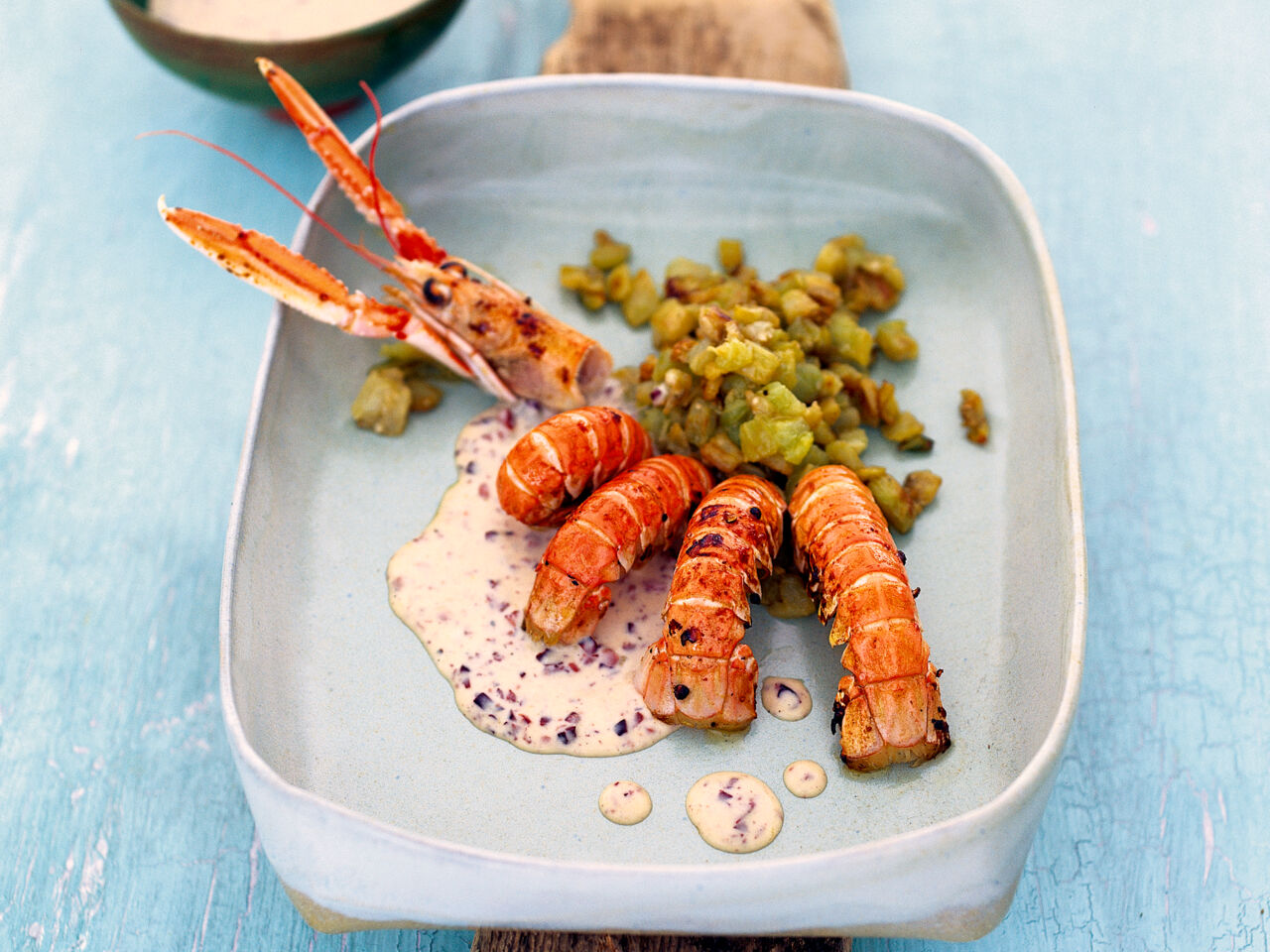 Langustinen mit Auberginen und Oliven-Fenchel-Creme Grassoise-Jalag : Schardt, Wolfgang