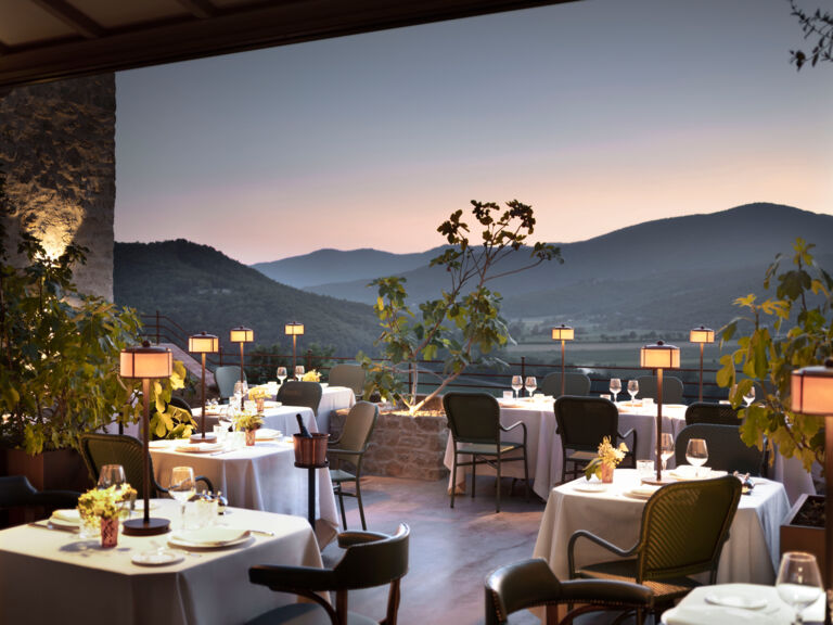Hotel Castello di Reschio - Ristorante Al Castello - The terrace at sunset