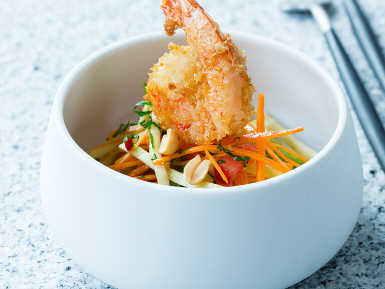 Kochschule_Thai Papaya Salat_Rezeptfoto mit Garnele (1)